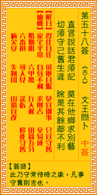 第58簽:文王問卜