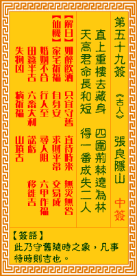 第59簽:張良隱山