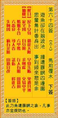 第64簽:馬前覆水