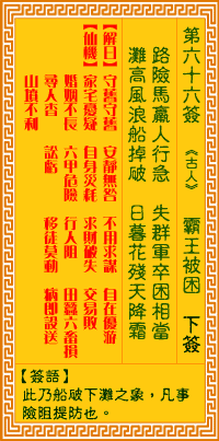 第66簽:霸王被困