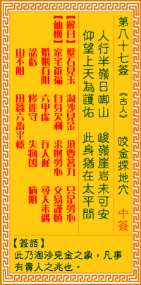 第87簽:金探地穴