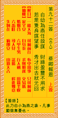 第92簽:蔡卿報恩